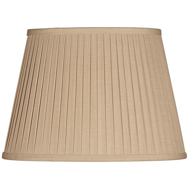Image 1 Beige Knife Pleat Oval Linen Shade 10/7x14/10x10 (Spider)