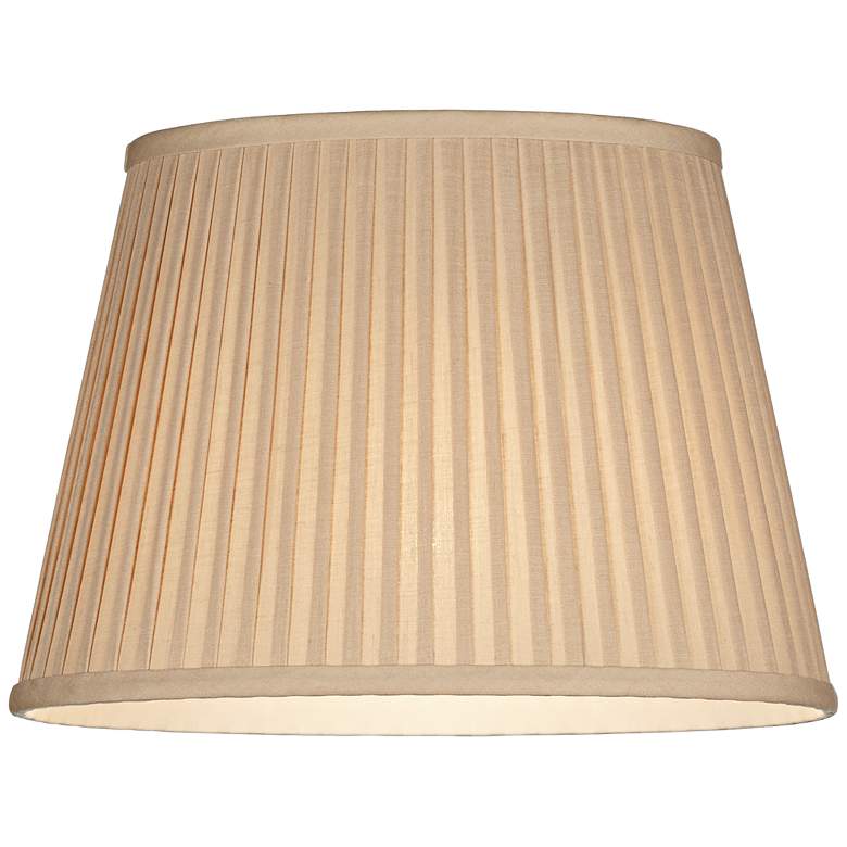 Image 2 Beige Knife Pleat Oval Linen Shade 10/7x14/10x10 (Spider) more views