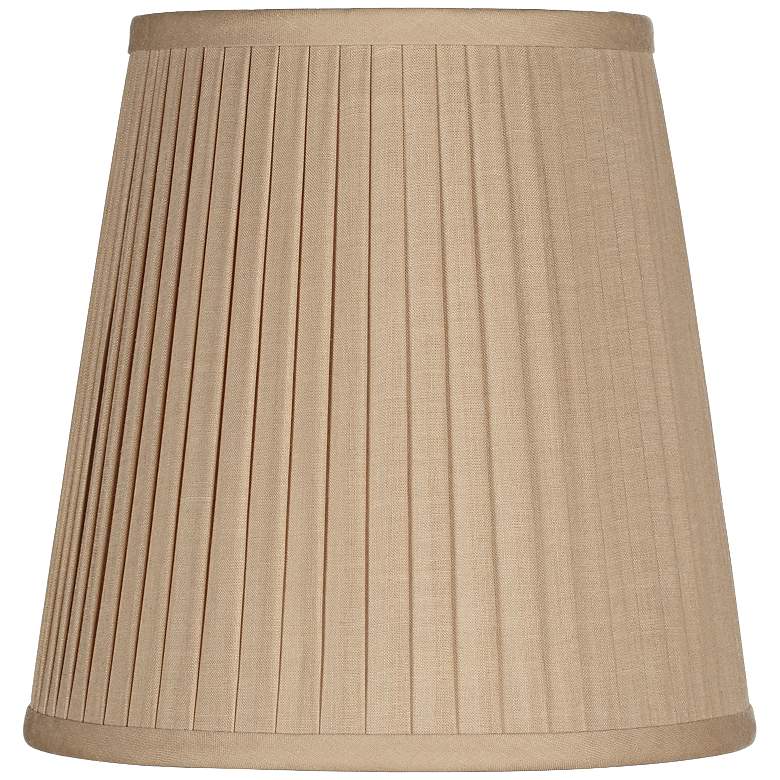 Image 3 Beige Knife Pleat Oval Linen Shade 10/7x14/10x10 (Spider) more views