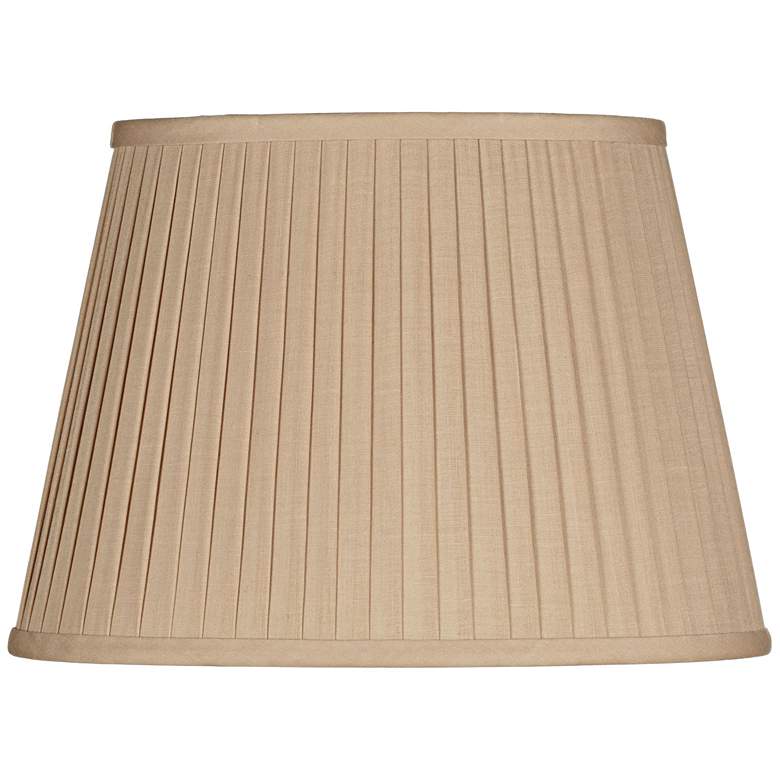 Image 1 Beige Knife Pleat Oval Linen Shade 14/10x18/14x12 (Spider)