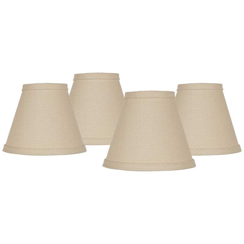 Image 1 Beige Linen Chandelier Clip Shades 3x6x5 (Clip-On) Set of 4