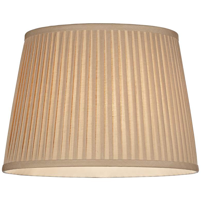 Image 2 Beige Linen Drum Knife Pleat Shade 11x14x10 (Spider) more views