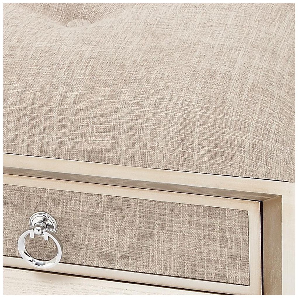 Image 6 Beige Linen Fabric Contemporary Storage Bench, 43" x 16" x 19" more views