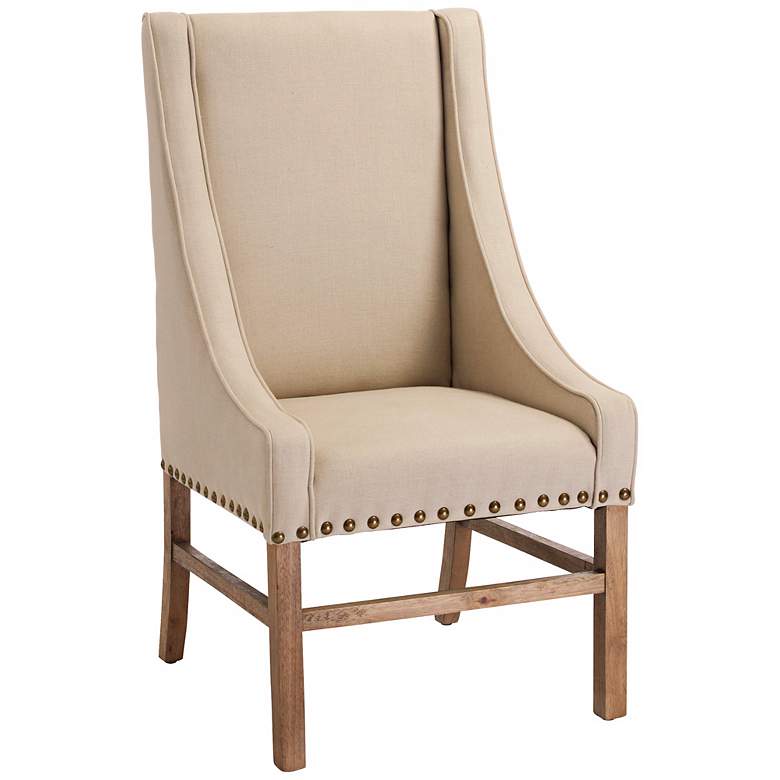 Image 1 Beige Linen Fabric Side Chair
