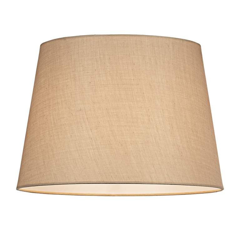 Image 2 Beige Linen Hardback Drum Shade 15x18x12 (Spider) more views