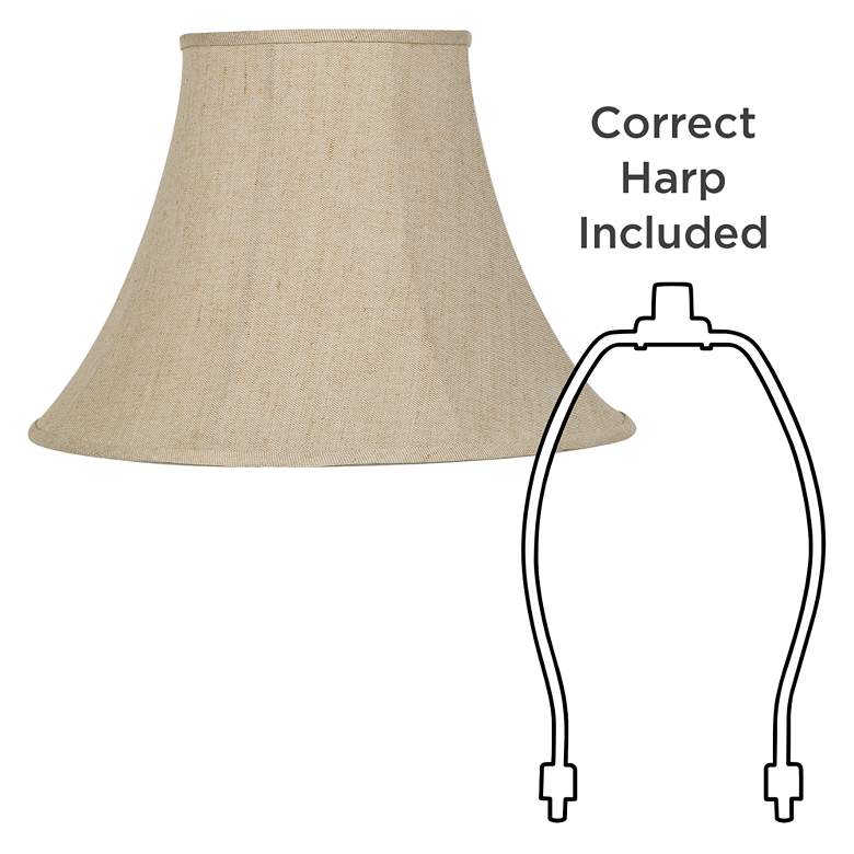 Image 5 Beige Linen Set of 2 Bell Lamp Shades 9x19x12.5 (Spider) more views