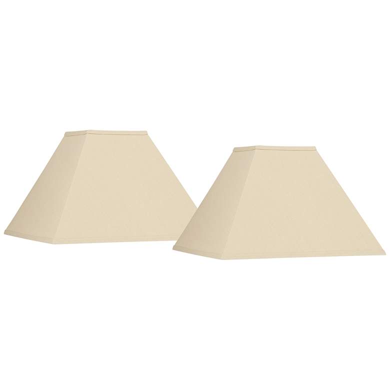 Image 1 Beige Linen Set of 2 Square Lamp Shades 6x16x10 (Spider)