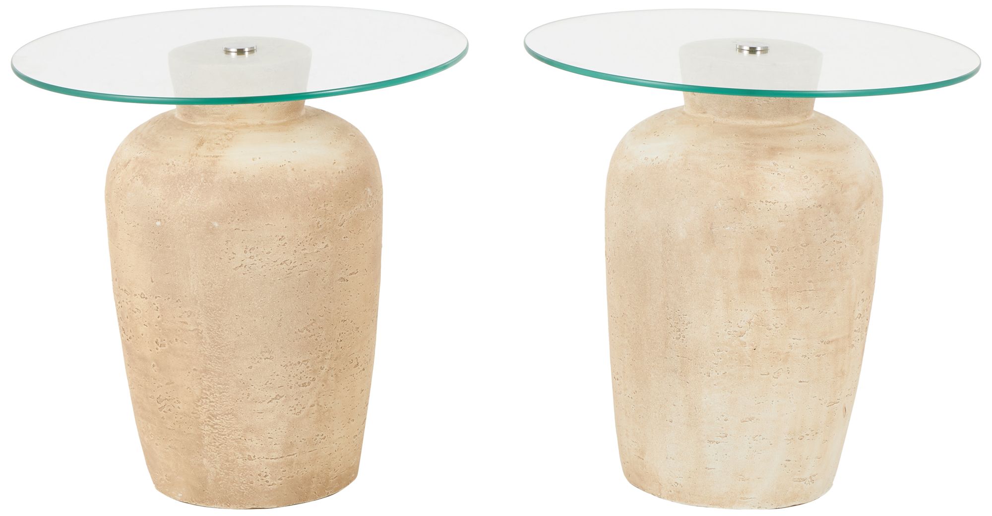 Image 2 Beige Magnesium Oxide Contemporary Accent Table, S/2 20"W, 20"H