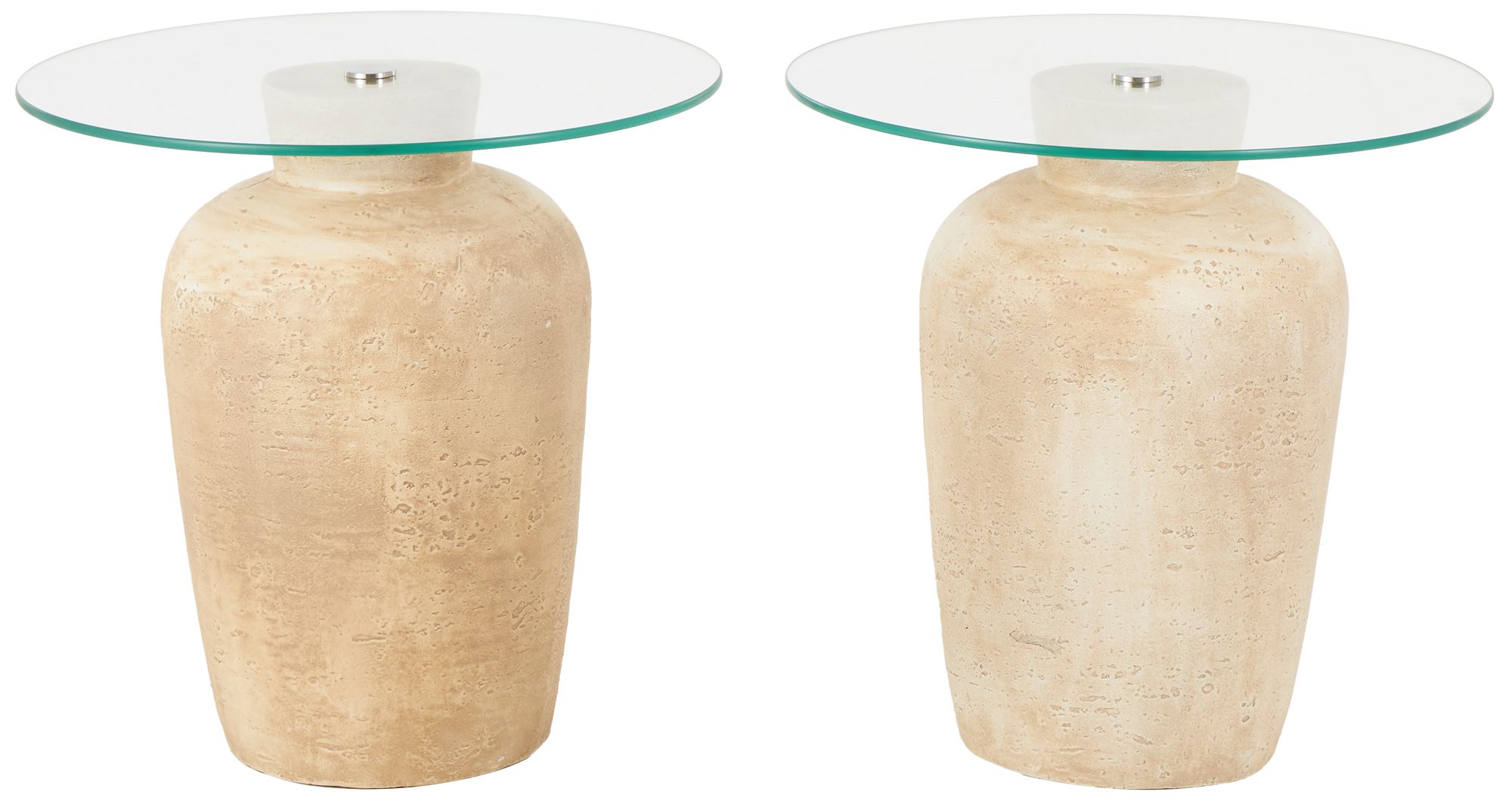 Image 5 Beige Magnesium Oxide Contemporary Accent Table, S/2 20"W, 20"H more views