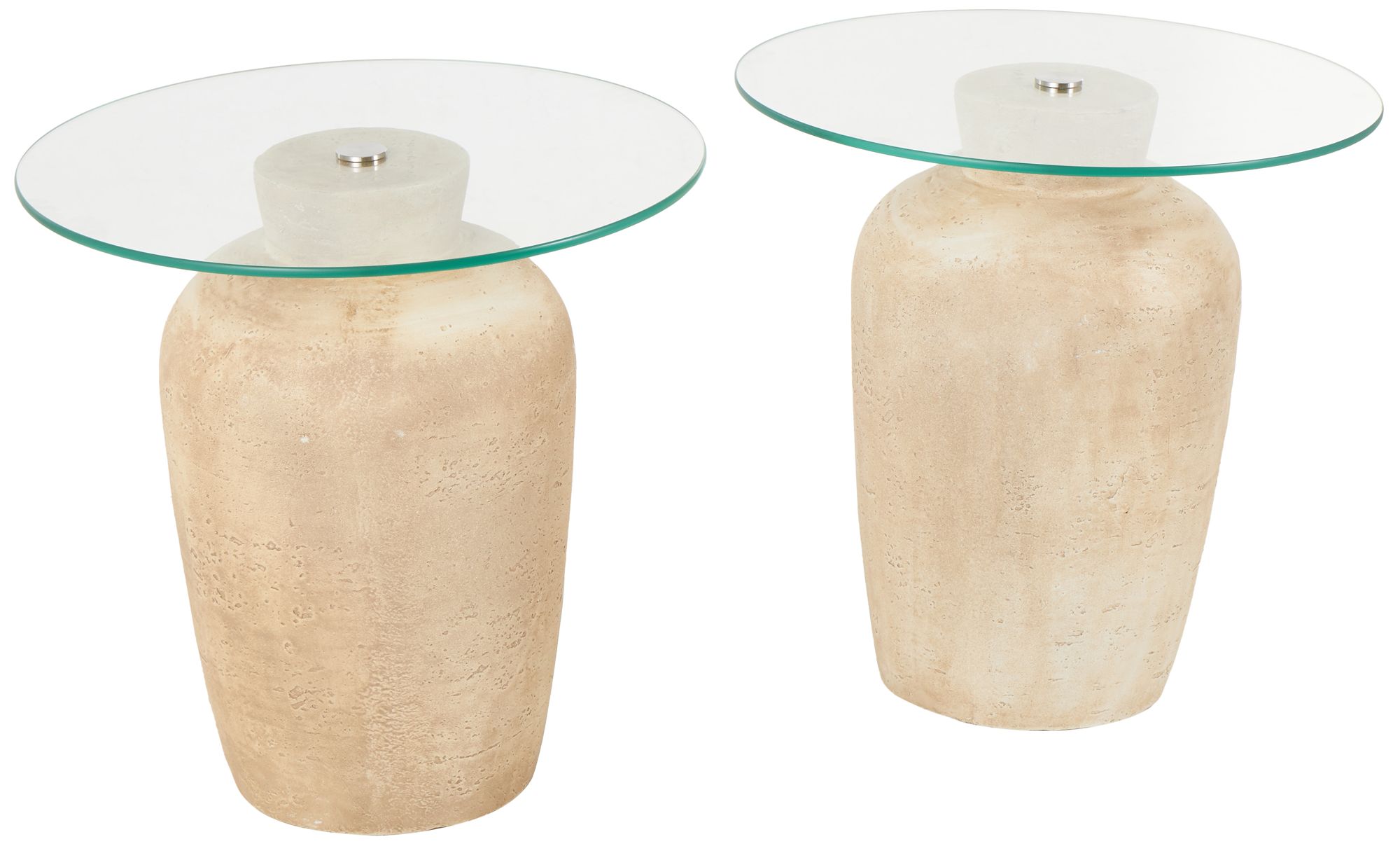 Image 6 Beige Magnesium Oxide Contemporary Accent Table, S/2 20"W, 20"H more views
