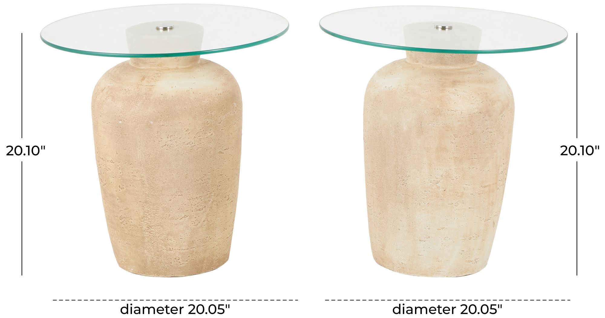 Image 7 Beige Magnesium Oxide Contemporary Accent Table, S/2 20"W, 20"H more views