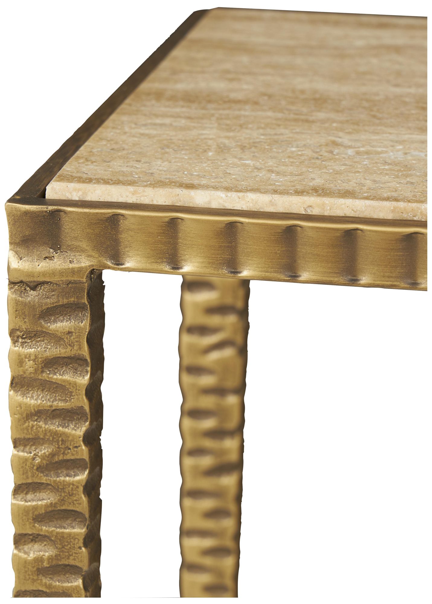 Image 3 Beige Marble Rustic Console Table, 37" x 12" x 28" more views