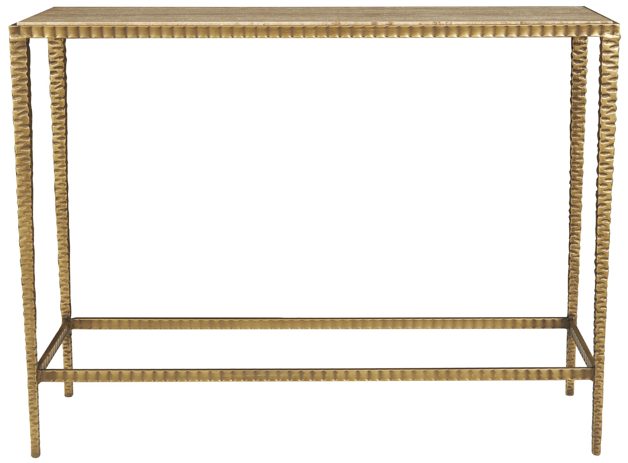 Image 5 Beige Marble Rustic Console Table, 37" x 12" x 28" more views