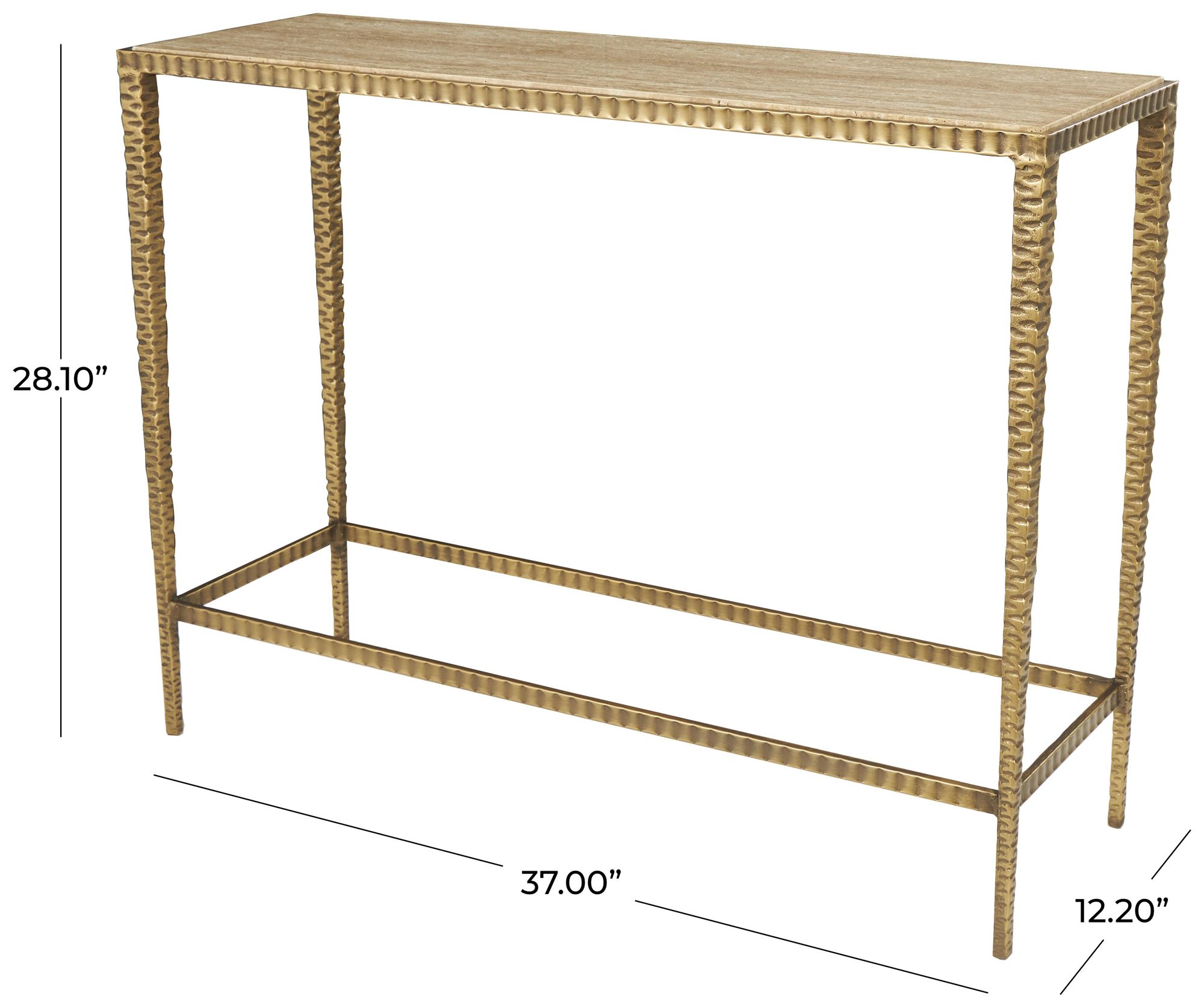 Image 7 Beige Marble Rustic Console Table, 37" x 12" x 28" more views