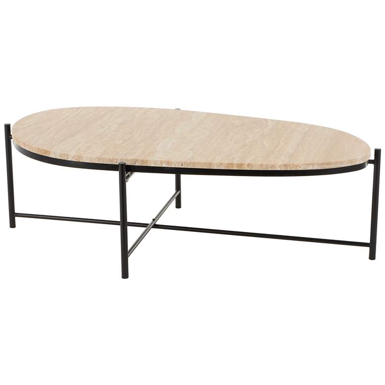 Image 1 Beige Marble Traditional Coffee Table, 45" x 25" x 13"
