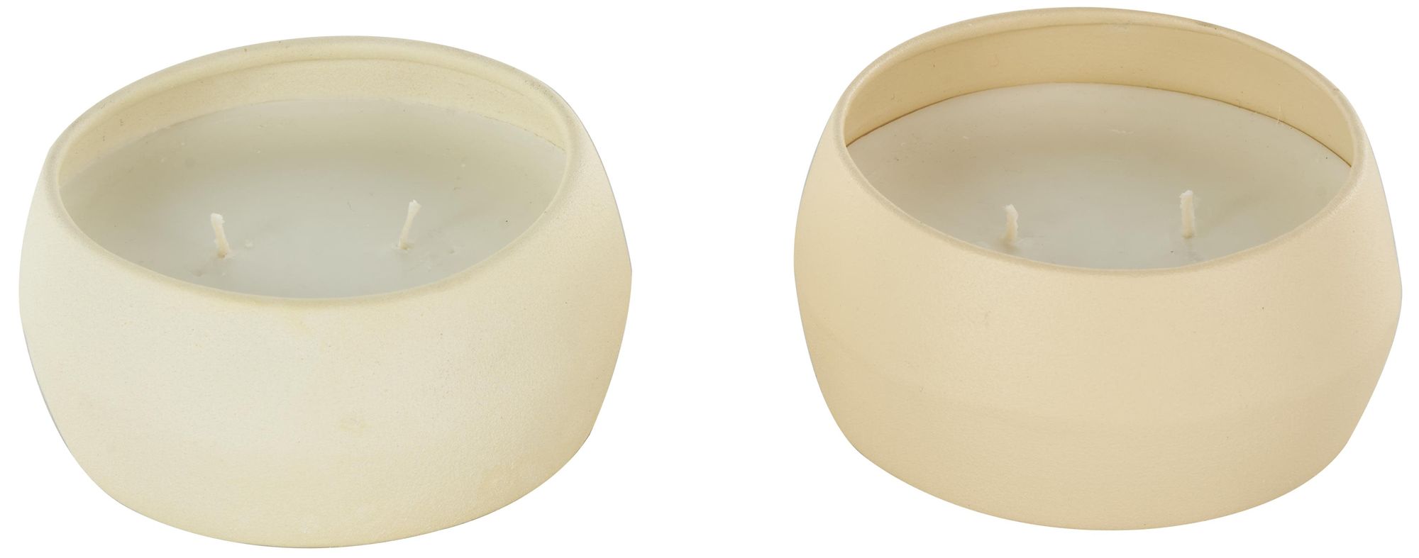 Image 2 Beige Metal Modern Candle, S/2 4"W, 2"H