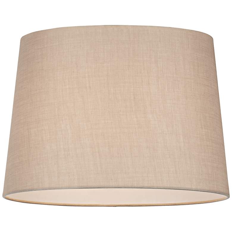 Image 2 Beige Oval Hardback Linen Shade 12/9x14/10x10 (Spider) more views