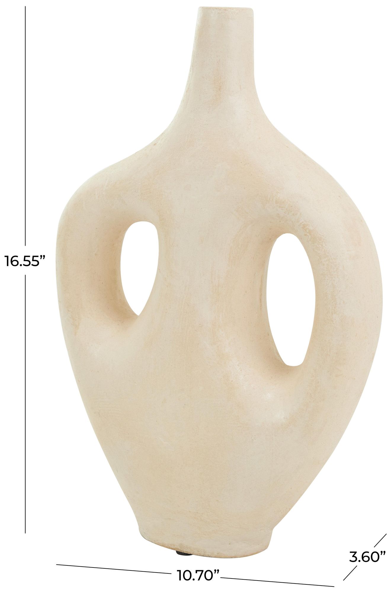 Image 7 Beige Paper Mache Natural Vase, 11" x 4" x 17" more views