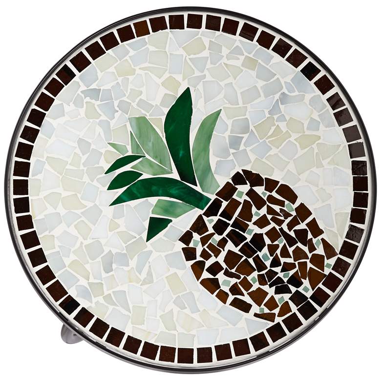 Image 3 Beige Pineapple Mosaic Round Outdoor Accent Table more views