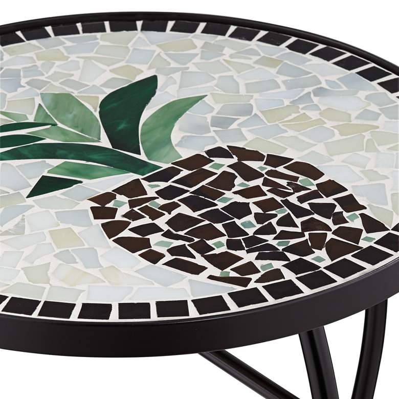 Image 4 Beige Pineapple Mosaic Round Outdoor Accent Table more views