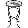 Beige Pineapple Mosaic Round Outdoor Accent Table