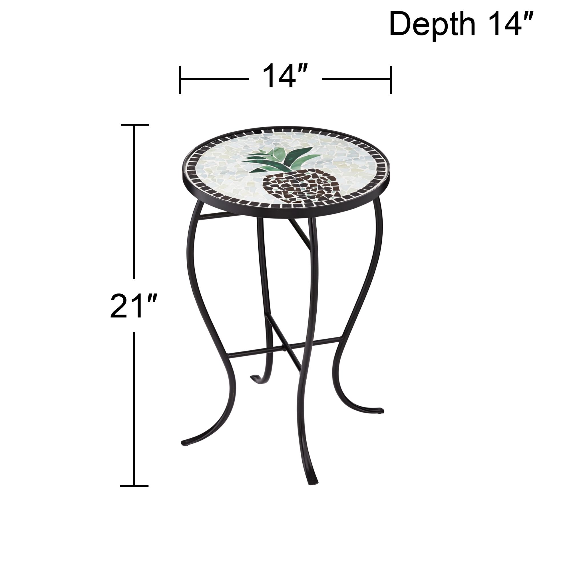Beige Pineapple Mosaic Round Outdoor Accent Table
