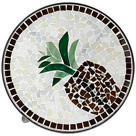Image2 of Beige Pineapple Mosaic Round Outdoor Accent Tables Set of 2 more views