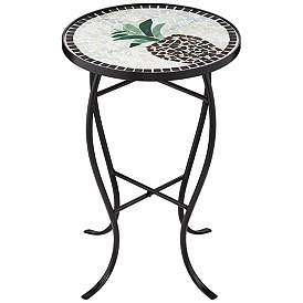 Image5 of Beige Pineapple Mosaic Round Outdoor Accent Tables Set of 2 more views