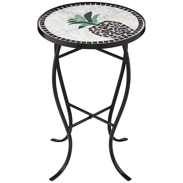 Image 5 Beige Pineapple Mosaic Round Outdoor Accent Tables Set of 2 more views