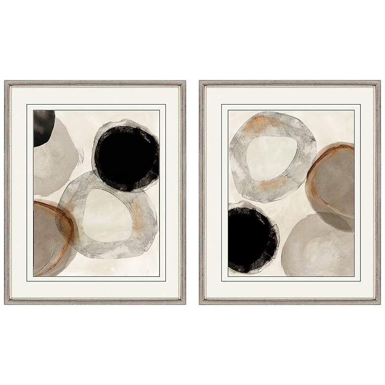 Image 1 Beige Rings 32 inch High 2-Piece Framed Giclee Wall Art Set
