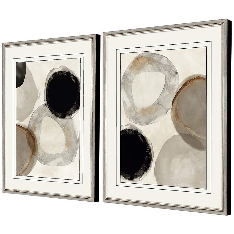 Image 3 Beige Rings 32" High 2-Piece Framed Giclee Wall Art Set more views