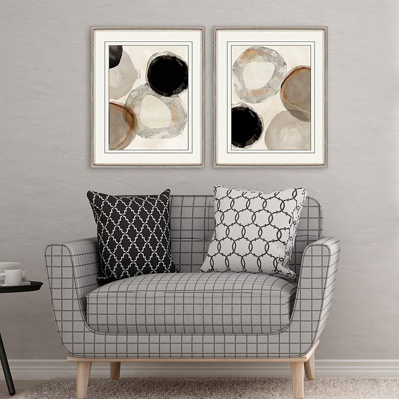 Image 4 Beige Rings 32 inch High 2-Piece Framed Giclee Wall Art Set more views
