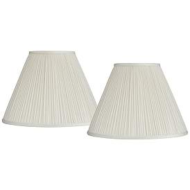 Image1 of Beige Set of 2 Pleated Empire Lamp Shades 7x16x12 (Spider)