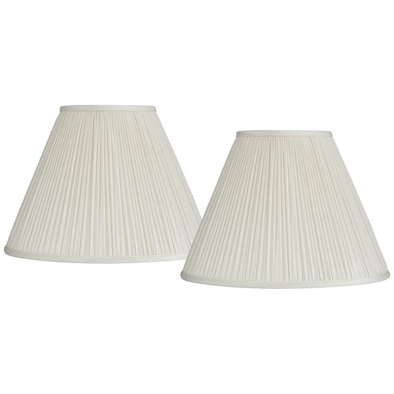 Image 1 Beige Set of 2 Pleated Empire Lamp Shades 7x16x12 (Spider)