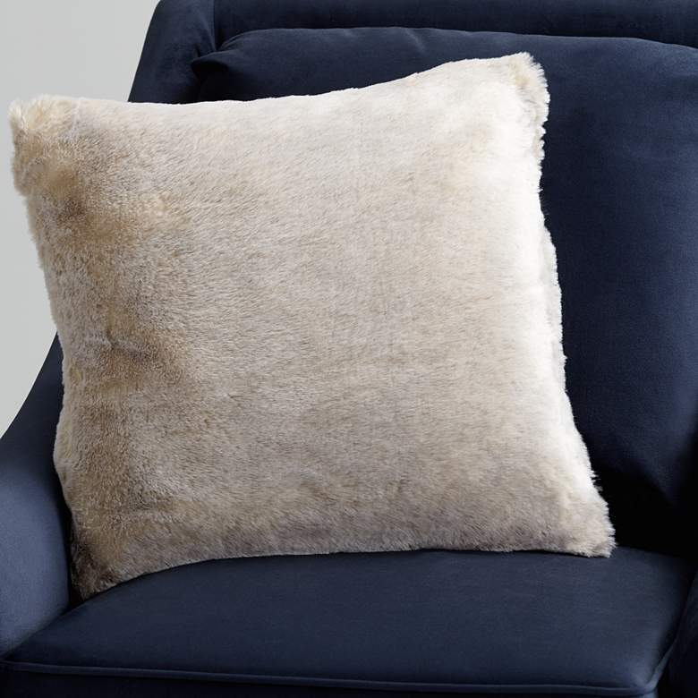Image 1 Beige Sochi 18 inch Faux Fur Square Pillow