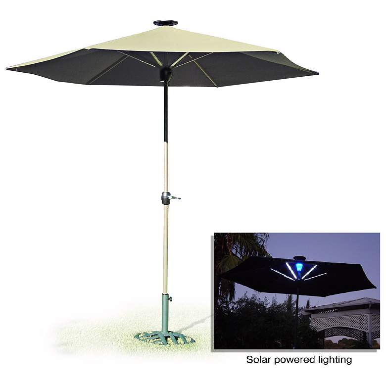 Image 1 Beige Solar Outdoor Umbrella with LED Light