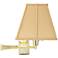 Beige Square Cut Shade Plug-In Style Swing Arm Wall Lamp