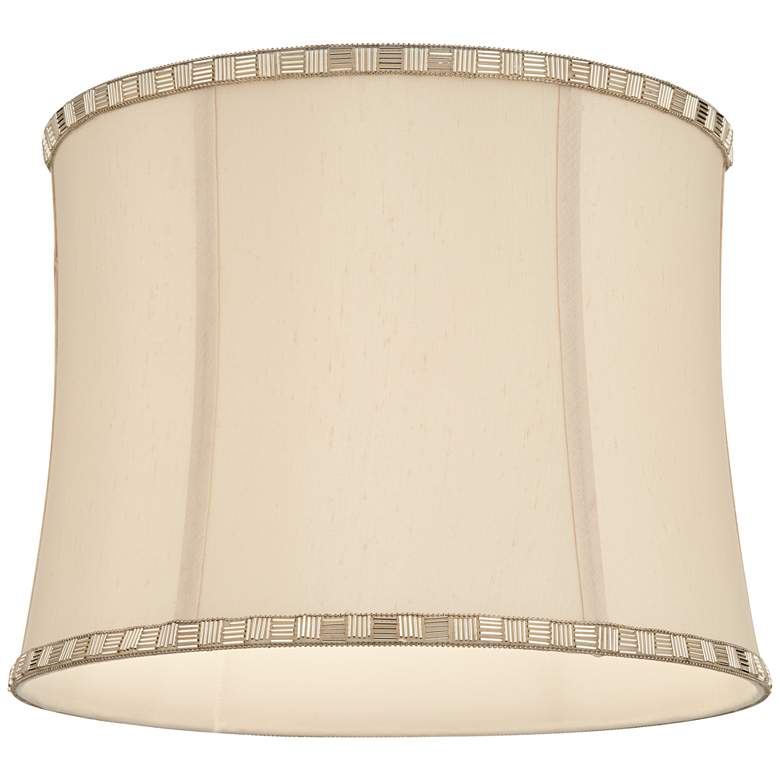 Image 3 Beige Trimmed Softback Drum Lamp Shade 12x13x10 (Washer) more views