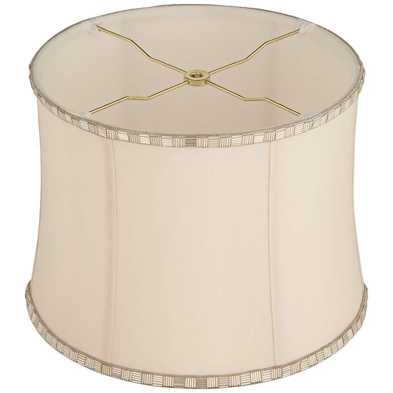 Image 4 Beige Trimmed Softback Drum Lamp Shade 12x13x10 (Washer) more views