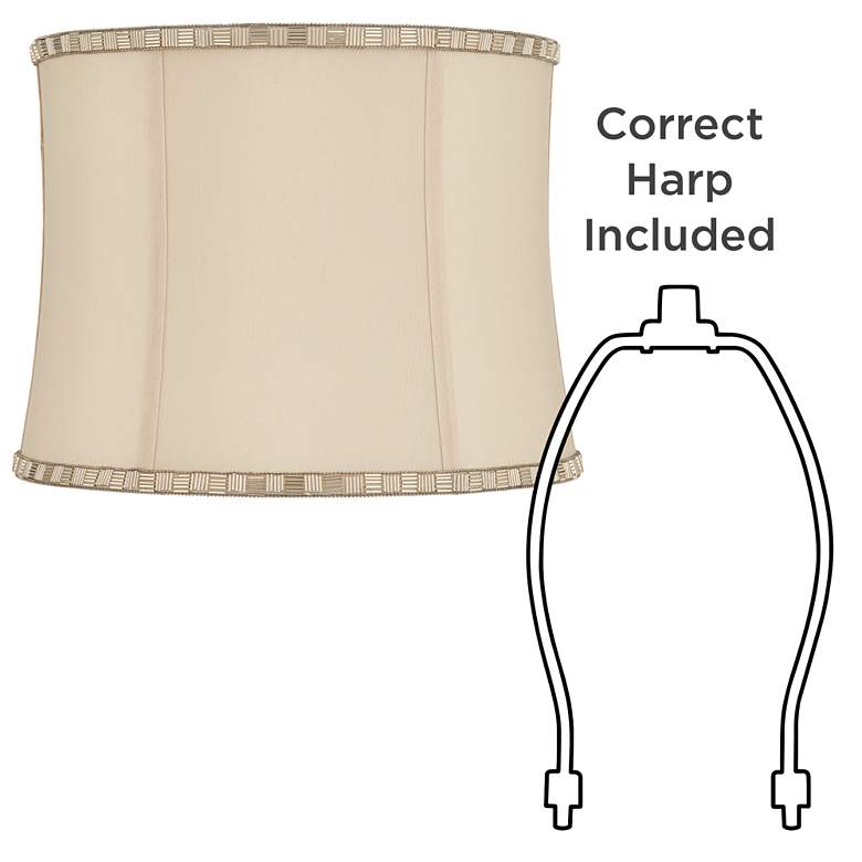Image 6 Beige Trimmed Softback Drum Lamp Shade 12x13x10 (Washer) more views