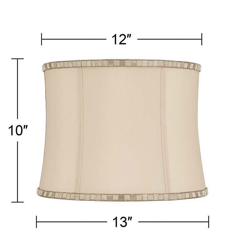 Image 7 Beige Trimmed Softback Drum Lamp Shade 12x13x10 (Washer) more views