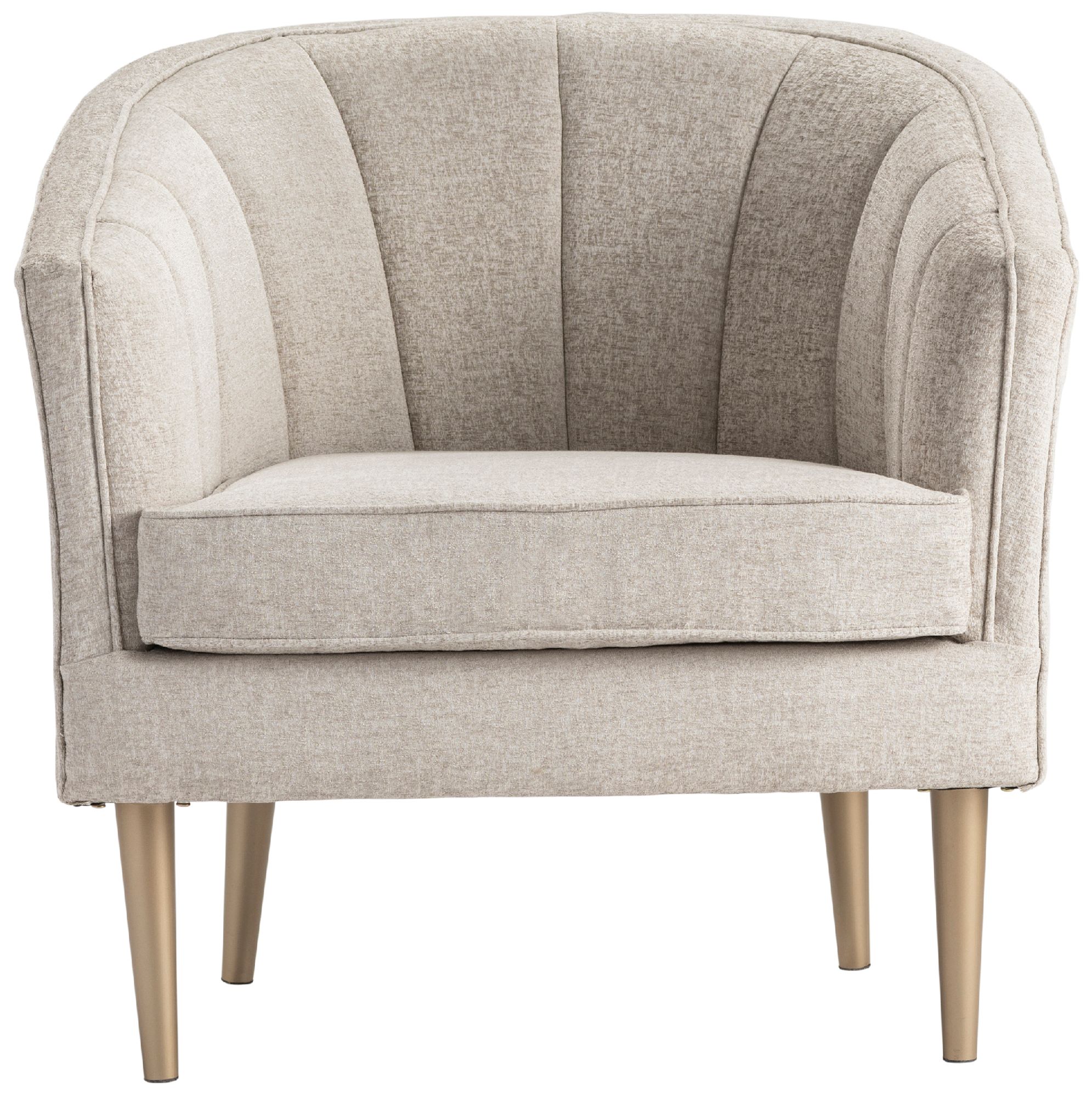 Image 2 Beige Upholstered Accent Arm Chair with Gold Iron Frame more views