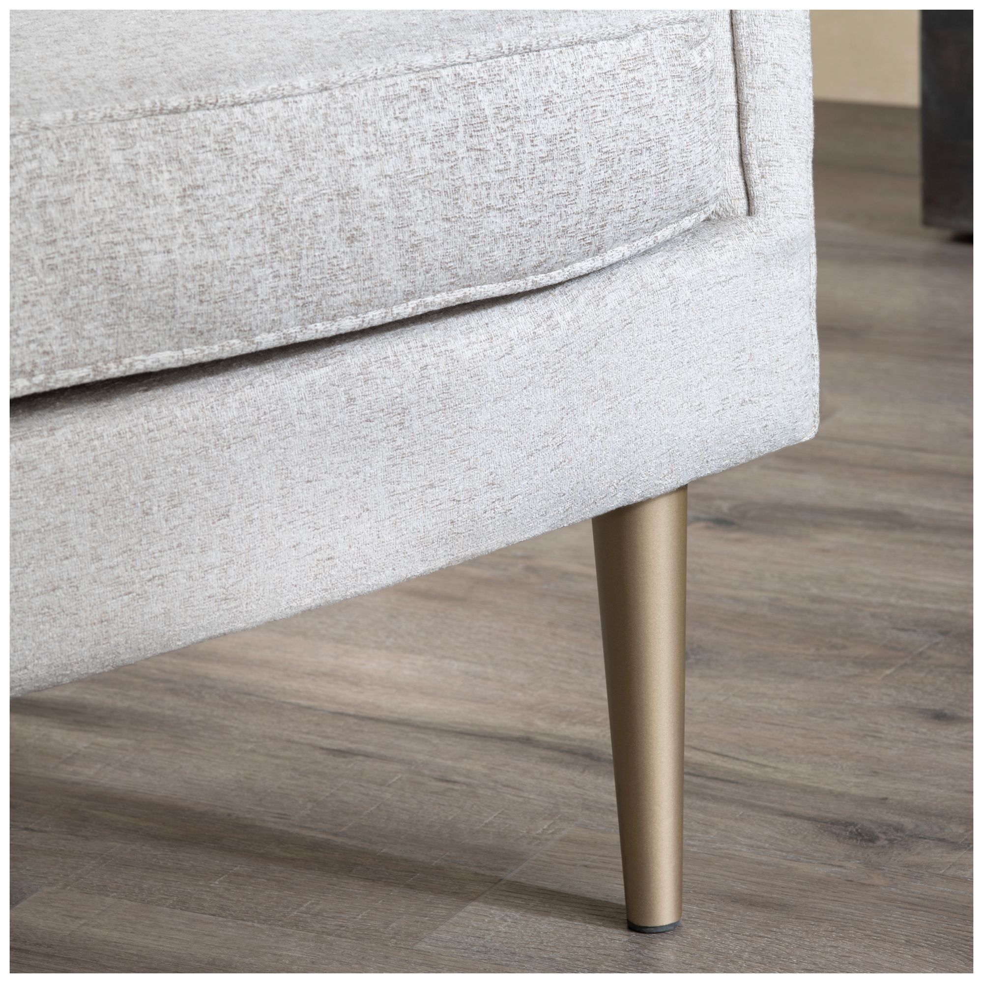 Image 5 Beige Upholstered Accent Arm Chair with Gold Iron Frame more views