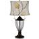 Beige with Gold Thistle Shade Bronze Urn Table Lamp