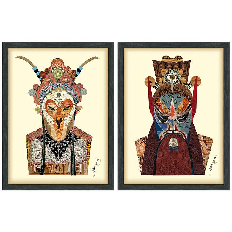 Image 2 Beijing Opera Mask and Jiangwei 25"H 2-Piece Wall Art Set