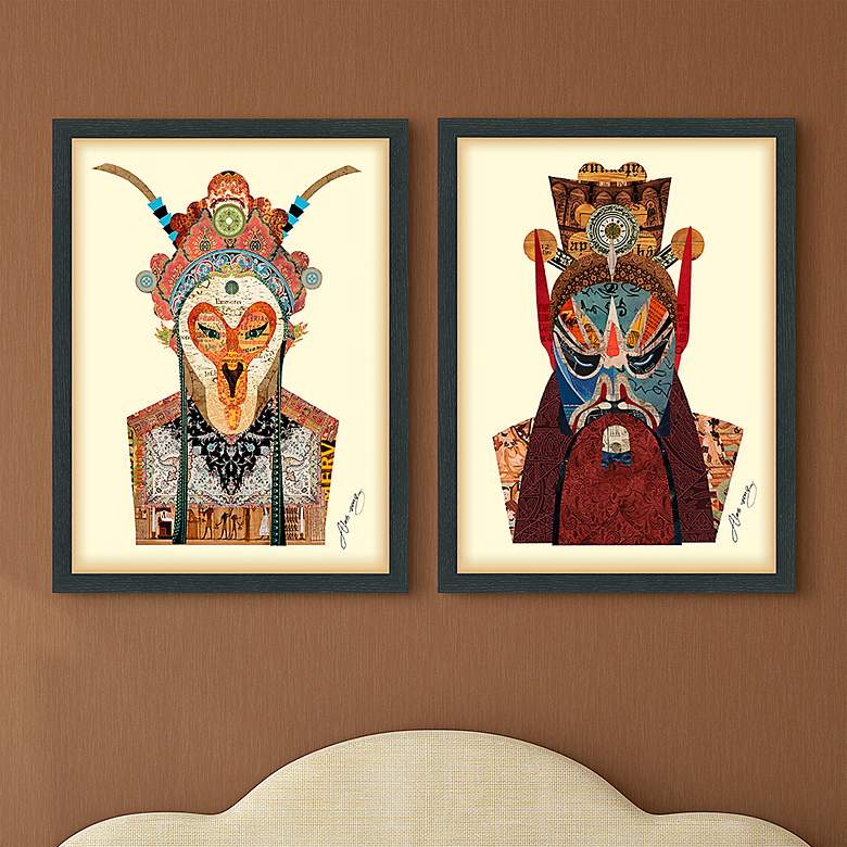 Image 1 Beijing Opera Mask and Jiangwei 25"H 2-Piece Wall Art Set