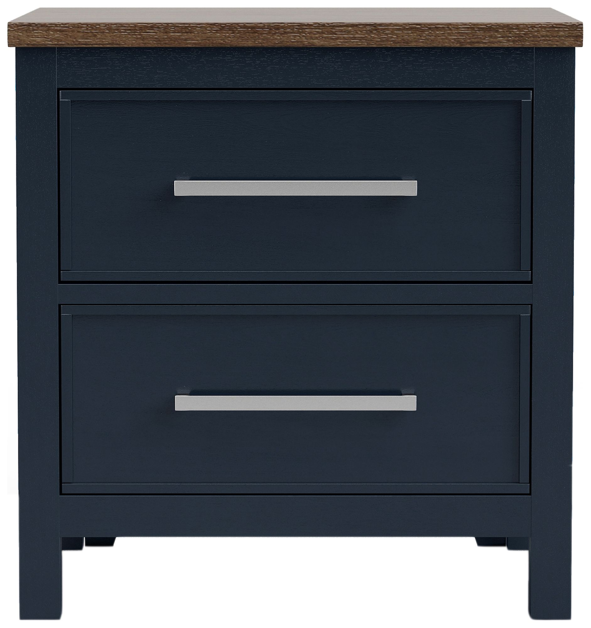 Image 3 Beiring Blue and Dark Brown 2-Drawer Nightstand more views