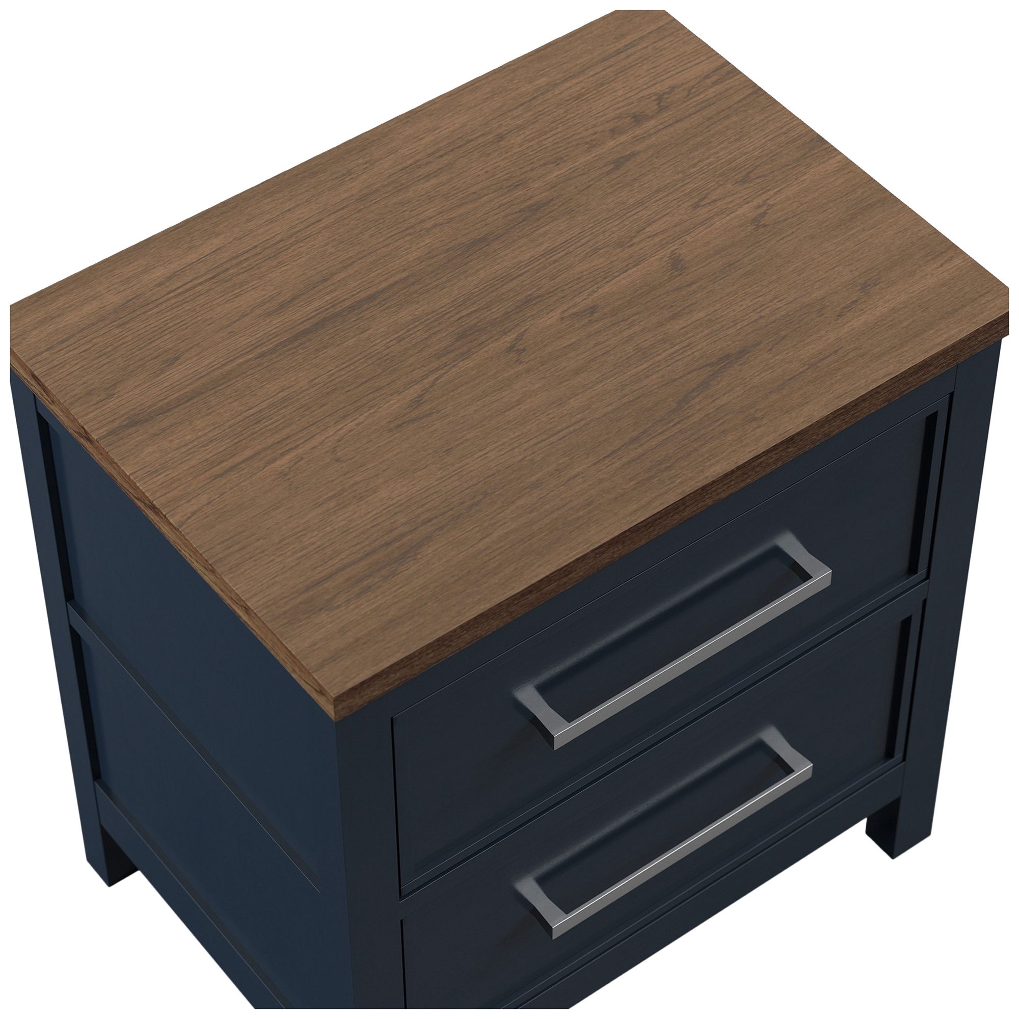 Image 5 Beiring Blue and Dark Brown 2-Drawer Nightstand more views