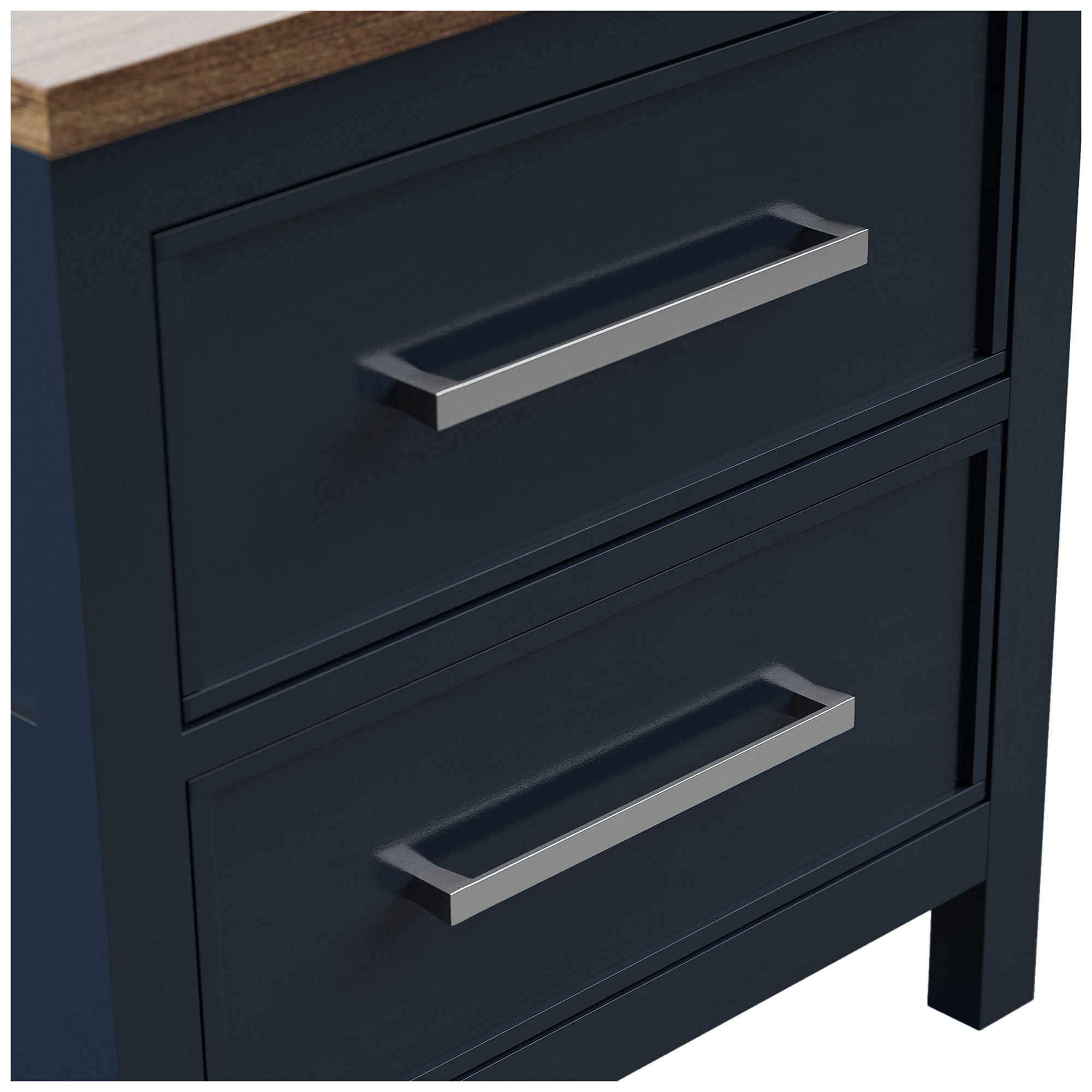 Image 6 Beiring Blue and Dark Brown 2-Drawer Nightstand more views