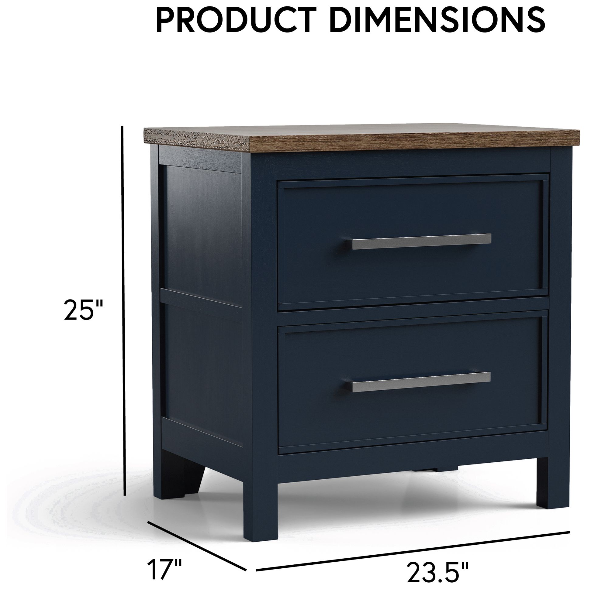 Beiring Blue and Dark Brown 2-Drawer Nightstand